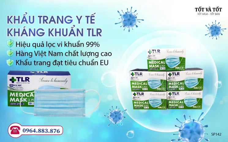 Khẩu trang y tế kháng khuẩn TLR - Hàng Việt Nam chất lượng cao